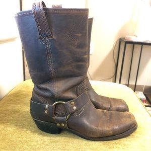 Frye Brown Leather Harness Boots size 8.5  riding boho hippie boots